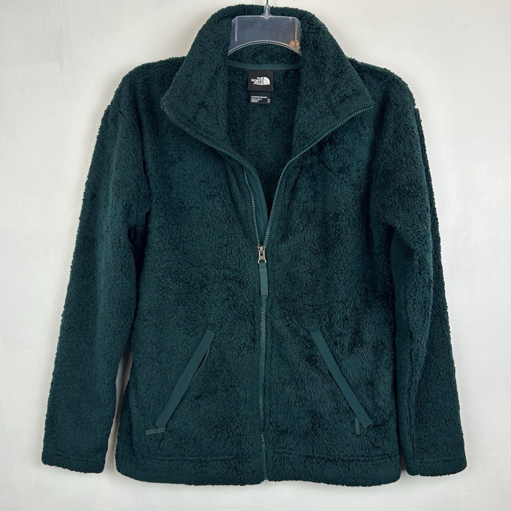 North Face Jacket Womans XS Green Thick Fleece Full Zip Fluffy Sherpa Jacket